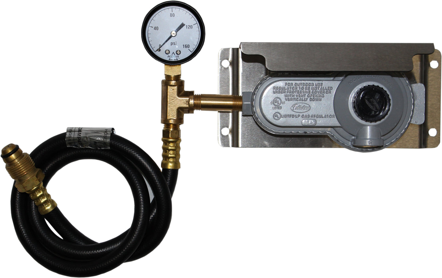 Two-Stage 11" Low Pressure Propane Regulator Kit with Hose, Gauge & Bracket