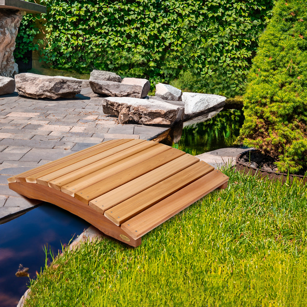 3-Foot Low Garden Bridge – Small Decorative Cedar Footbridge for Landscapes & Ponds