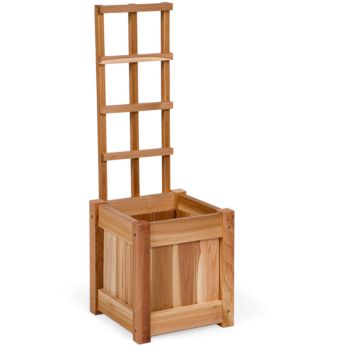 square raised wooden garden planters box trellis