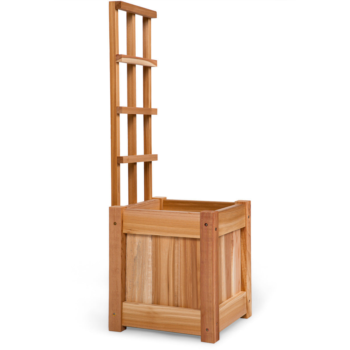 square raised wooden garden planters box trellis
