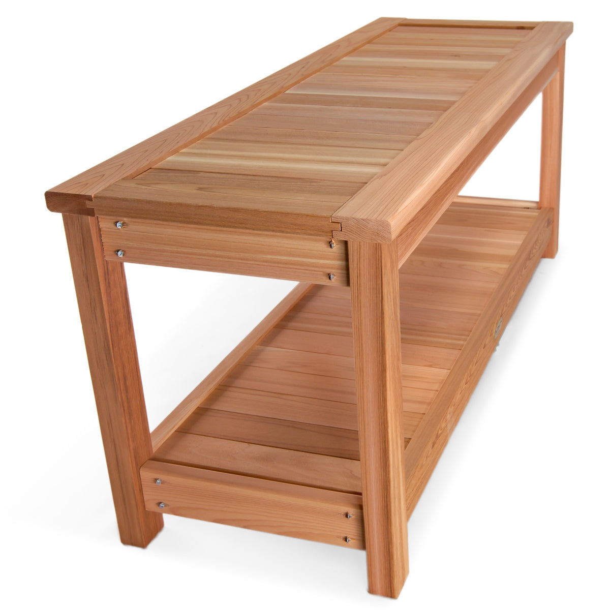 cedar sauna bench wooden seating bathroom bench