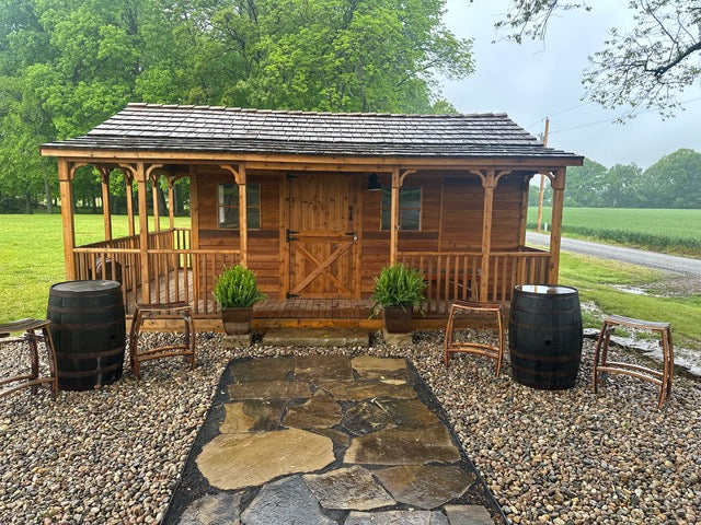 small business wine tasting shed with porch 