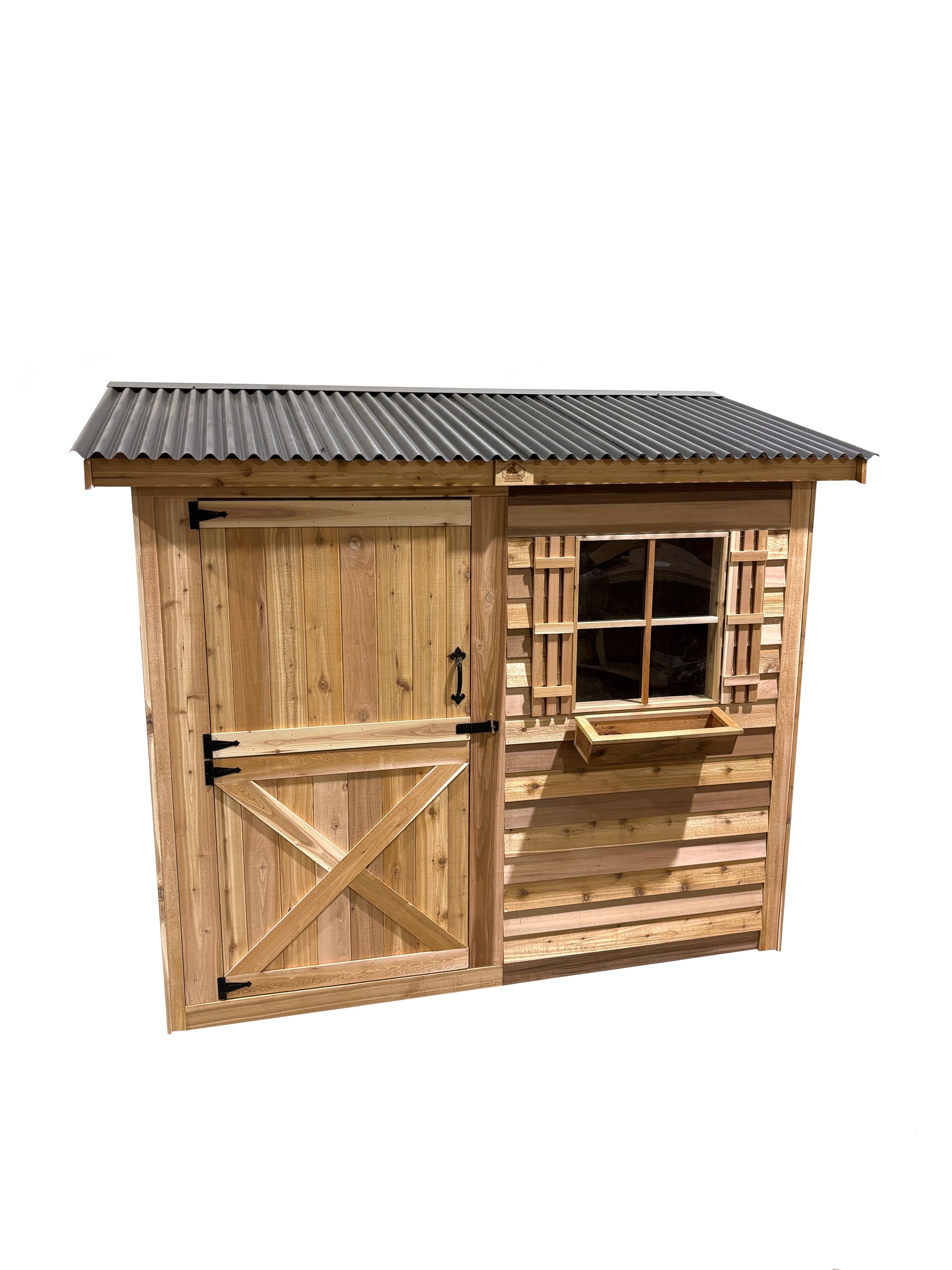 8x4 western red cedar lean to shed with metal roof