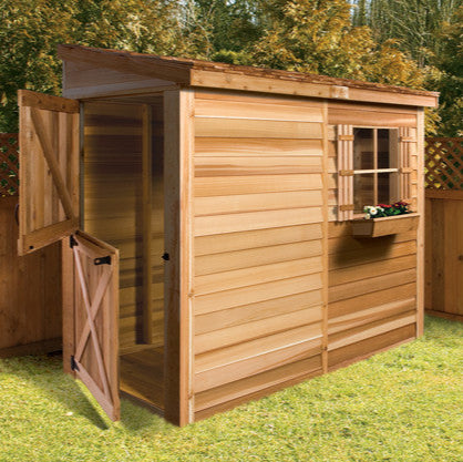 dutch door placed on end of bayside shed