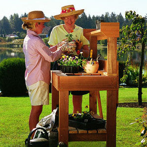 outdoor plant potting table Garden Potting Table Kits, Cedar Potting Bench with Sink