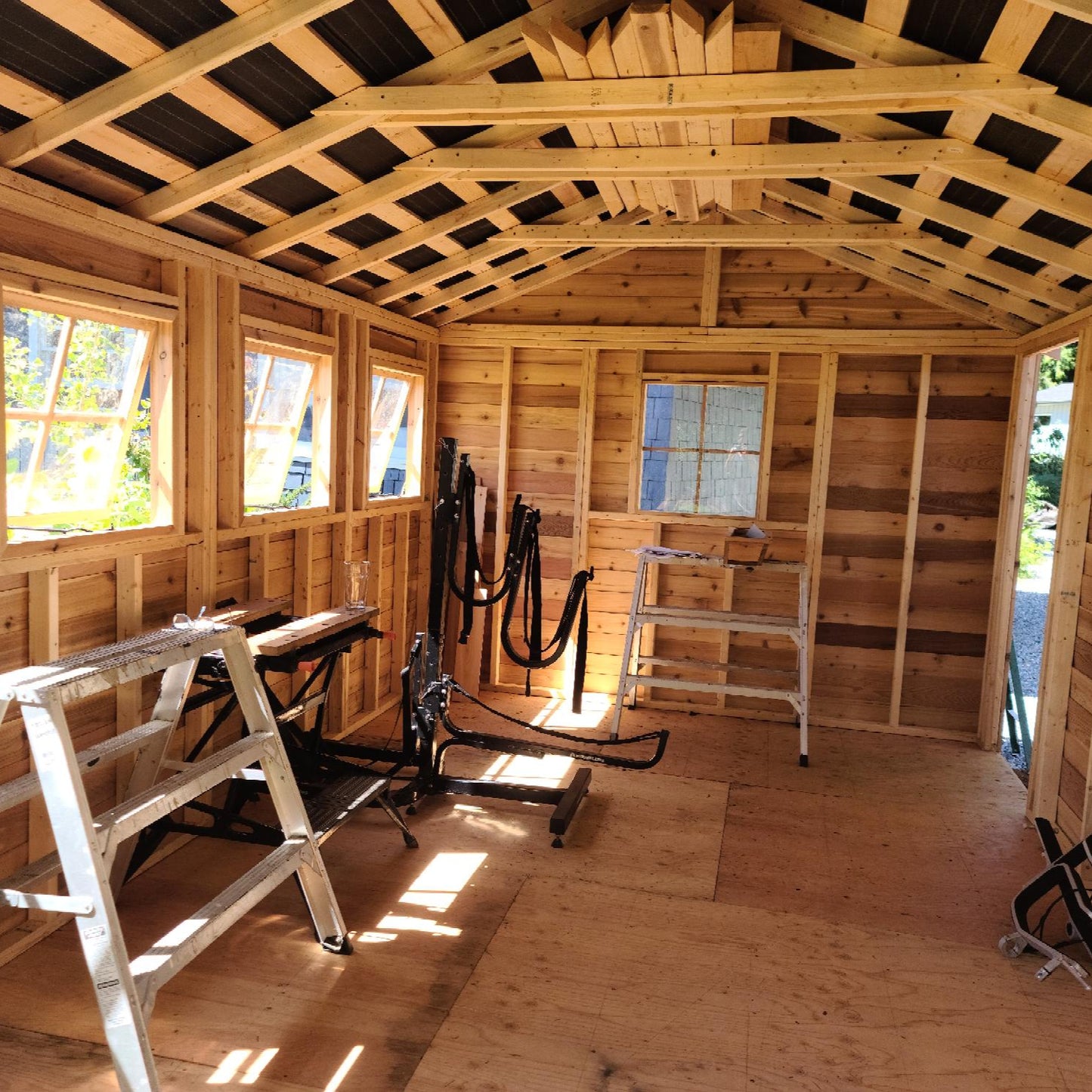 inside cedar boathouse shed