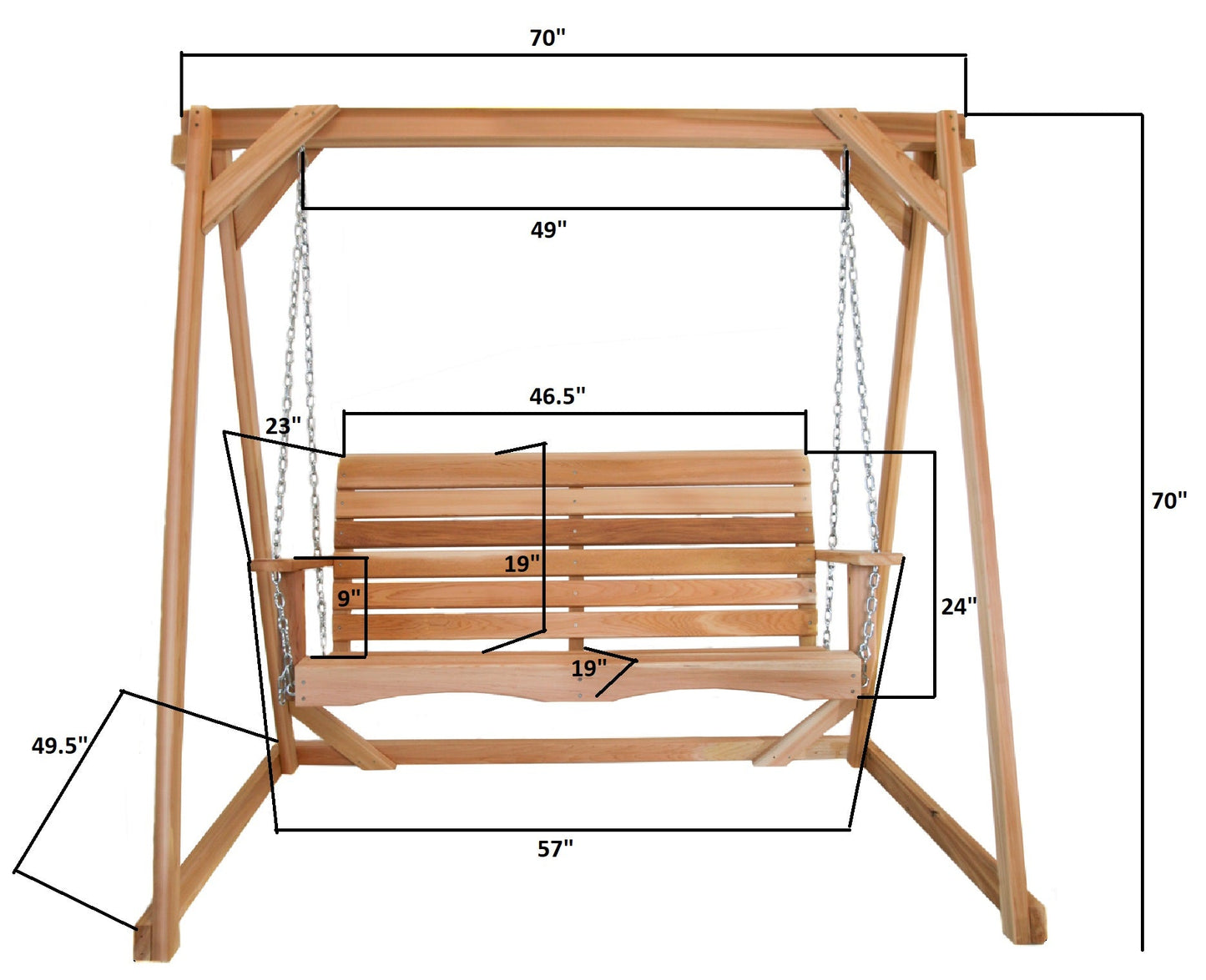 Classic 6ft Cedar Swing Set – A-Frame Swing Bench for Backyard Relaxation