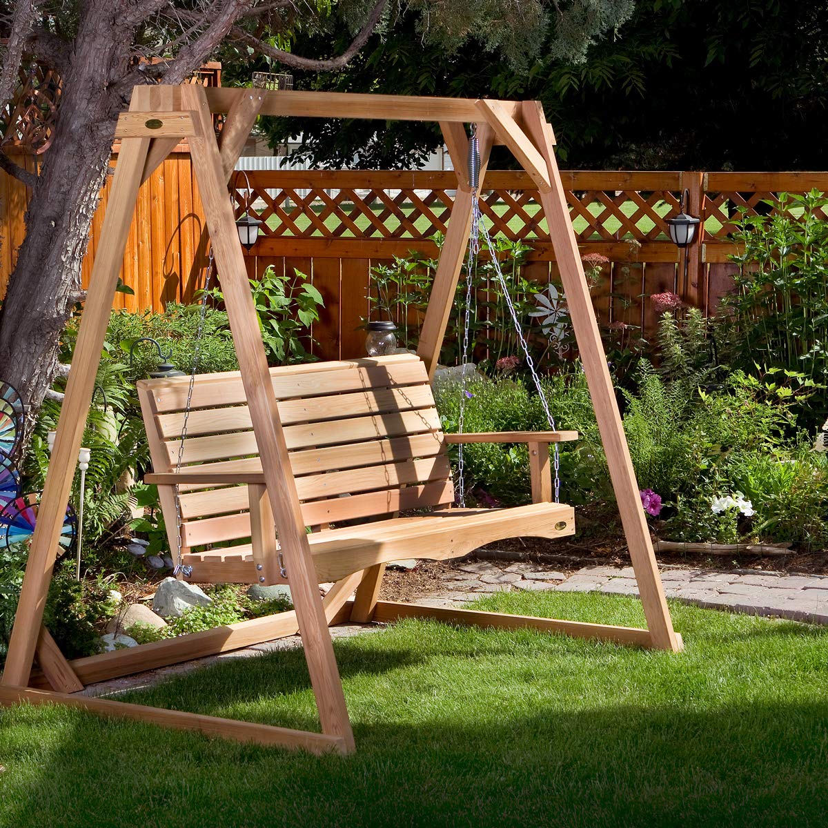 Classic 6ft Cedar Swing Set – A-Frame Swing Bench for Backyard Relaxation