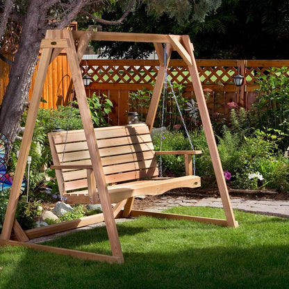 Classic 6ft Cedar Swing Set – A-Frame Swing Bench for Backyard Relaxation