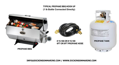 Standard Propane Hose – POL Fitting to BBQ Connection (6 ft or 8 ft, USA)
