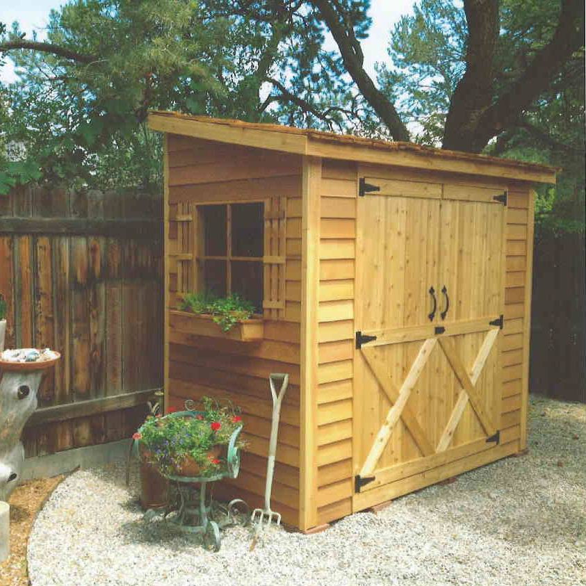 double door lean to cedar shed