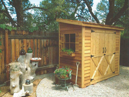 double door lean to cedar shed