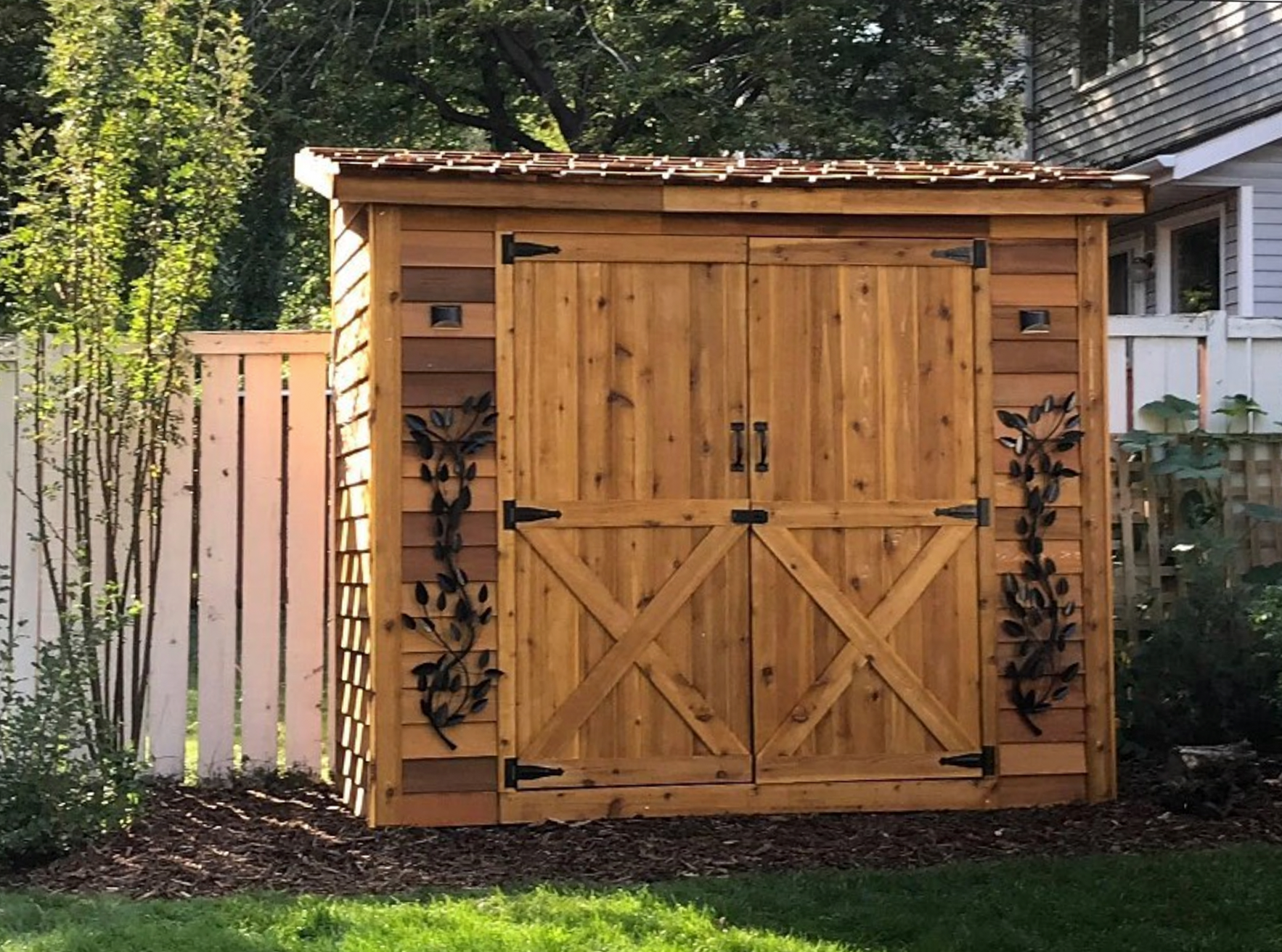 double door lean to cedar shed
