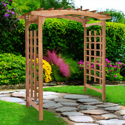 Arched Cedar Garden Arbor – Decorative Wooden Trellis for Outdoor Entrances & Weddings