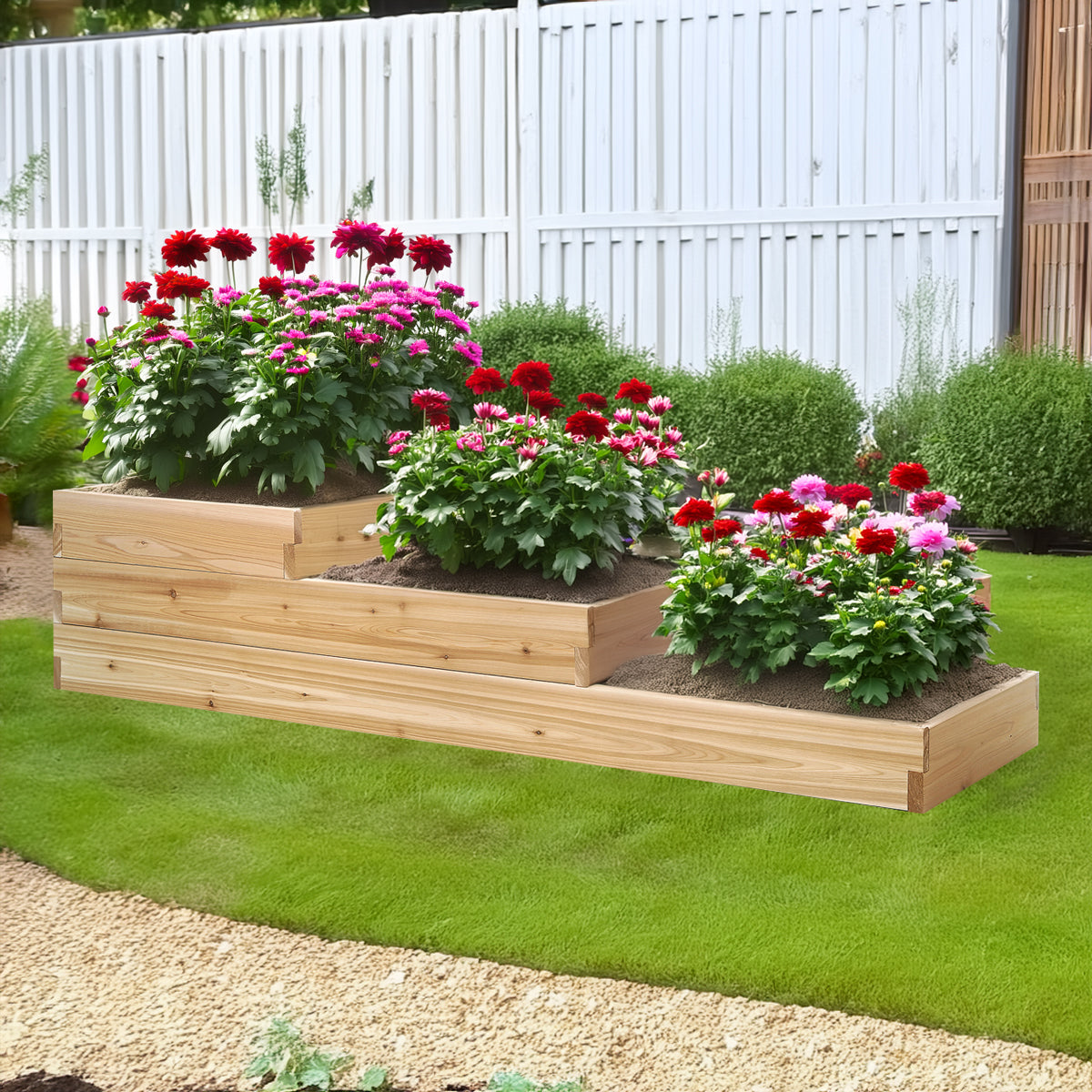 6-Ft Tiered Cedar Raised Garden Bed Set