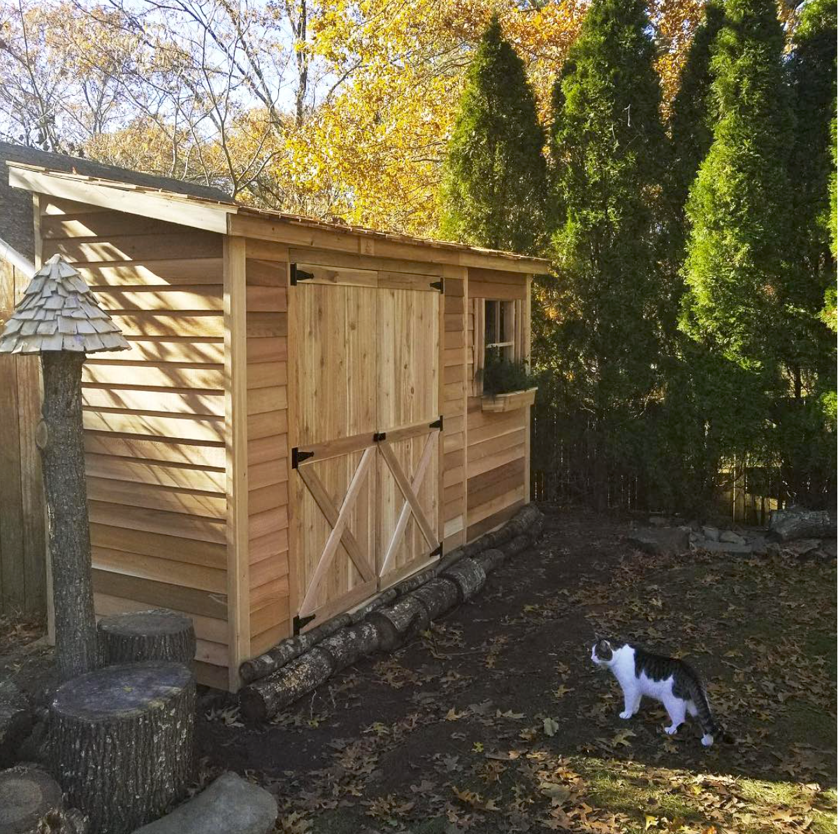 backyard double door cedar storage shed