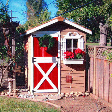 Gardener Shed with painted red door