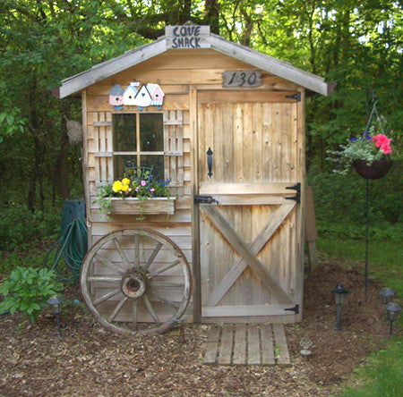 customer's rustic looking gardener shed
